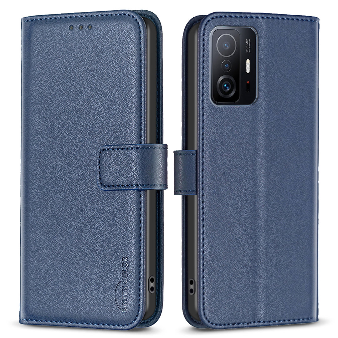 

Binfen Farbe BF17 Für Xiaomi 11t 5G / 11t Pro 5G PU Lederstand Hülle Telefon Brieftaschenabdeckung - Blau, Xiaomi 11T 5G