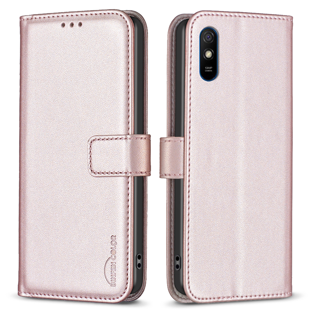 

Binfen Farbe BF17 Schockfestes Lederfall Für Xiaomi Redmi 9a, Brieftasche Mobiltelefonabdeckung - Roségold, Xiaomi Redmi 9A