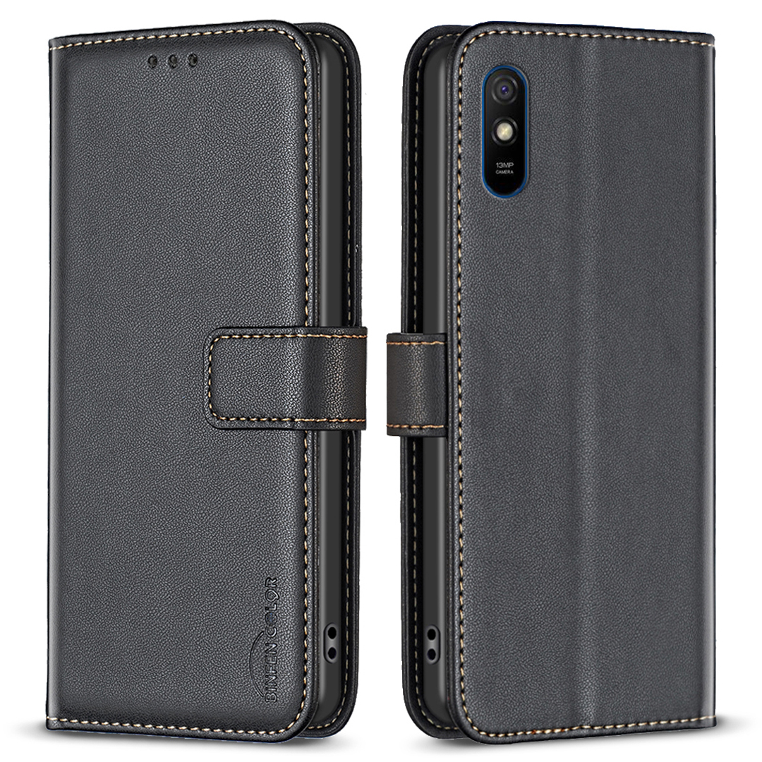 

Binfen Farbe BF17 Schockfestes Lederfall Für Xiaomi Redmi 9a, Brieftasche Mobiltelefonabdeckung - Schwarz, Xiaomi Redmi 9A