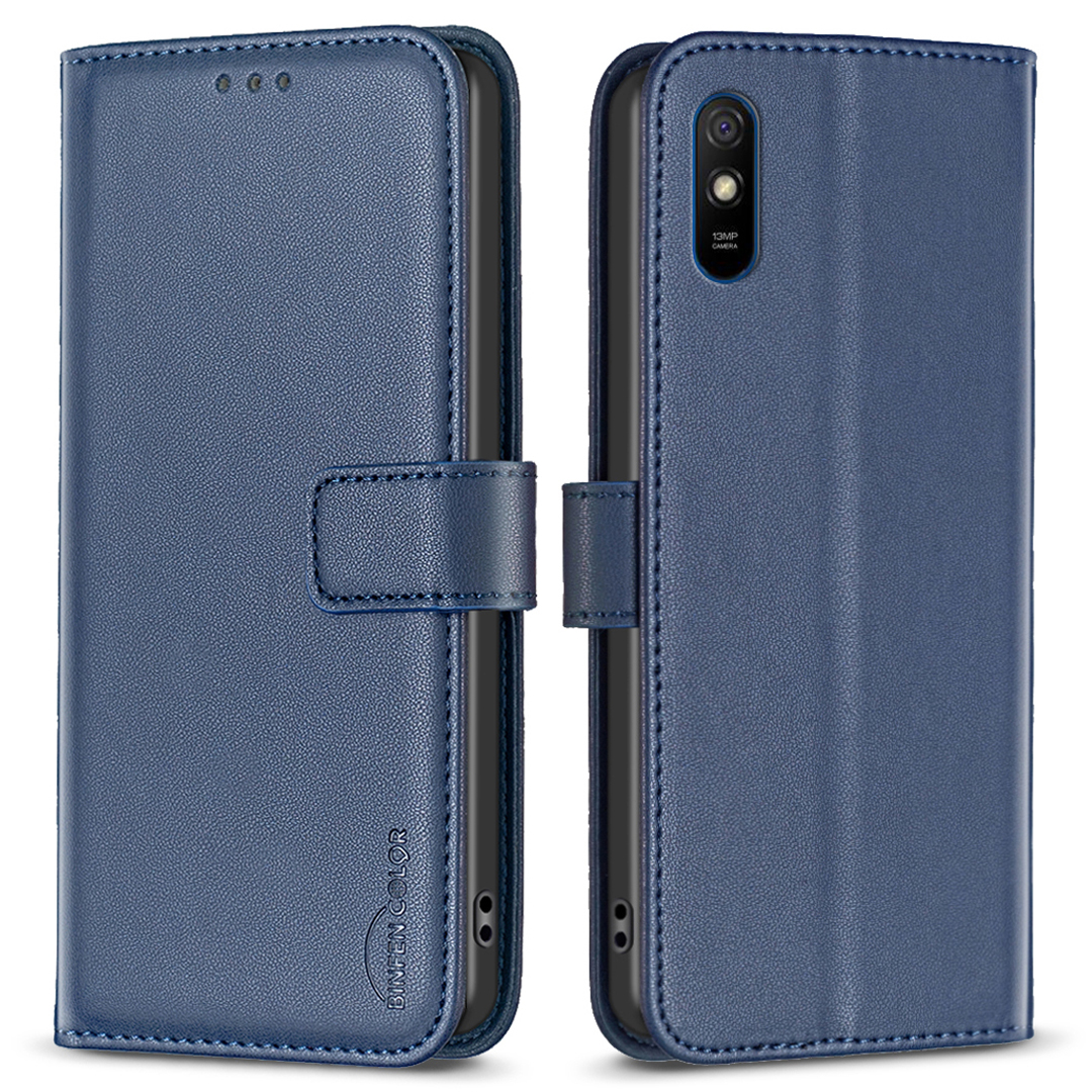 

Binfen Farbe BF17 Schockfestes Lederfall Für Xiaomi Redmi 9a, Brieftasche Mobiltelefonabdeckung - Blau, Xiaomi Redmi 9A