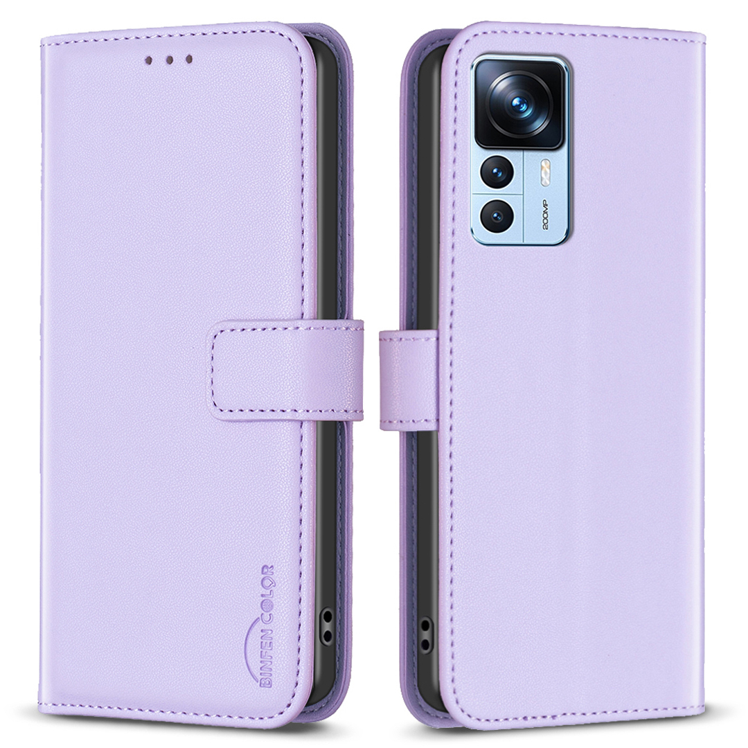 

Binfenfarben BF17 Wallet -koffer Für Xiaomi 12t 5G / 12t Pro 5g / Redmi K50 Ultra pu Leder Stand Telefonabdeckung - Lila, Xiaomi 12T 5G