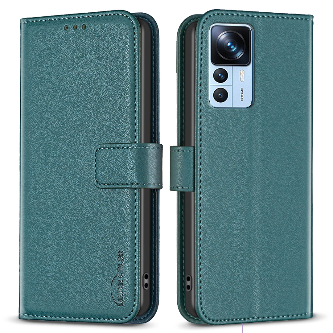 

Binfenfarben BF17 Wallet -koffer Für Xiaomi 12t 5G / 12t Pro 5g / Redmi K50 Ultra pu Leder Stand Telefonabdeckung - Grün, Xiaomi 12T 5G