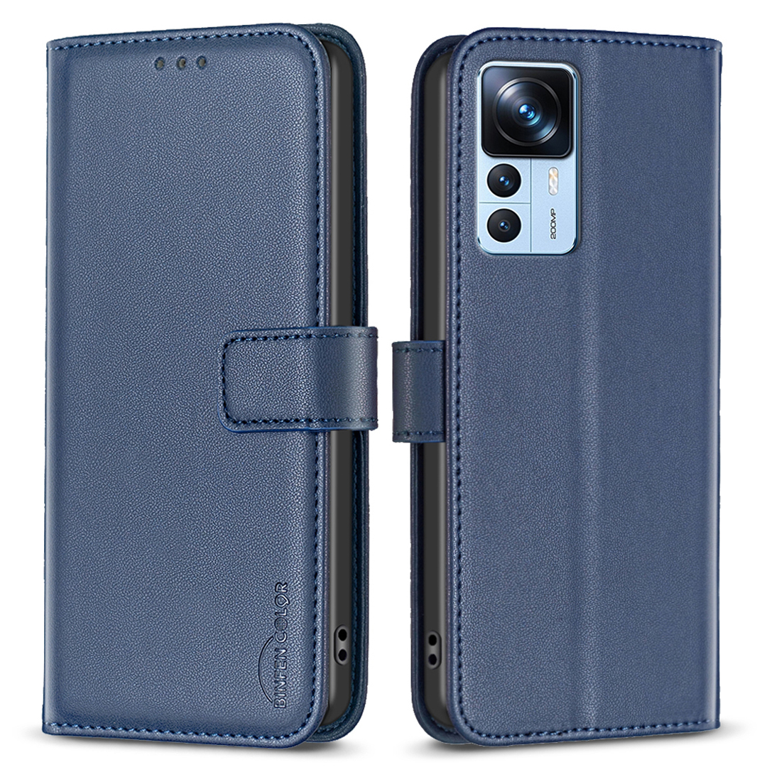 

Binfenfarben BF17 Wallet -koffer Für Xiaomi 12t 5G / 12t Pro 5g / Redmi K50 Ultra pu Leder Stand Telefonabdeckung - Blau, Xiaomi 12T 5G