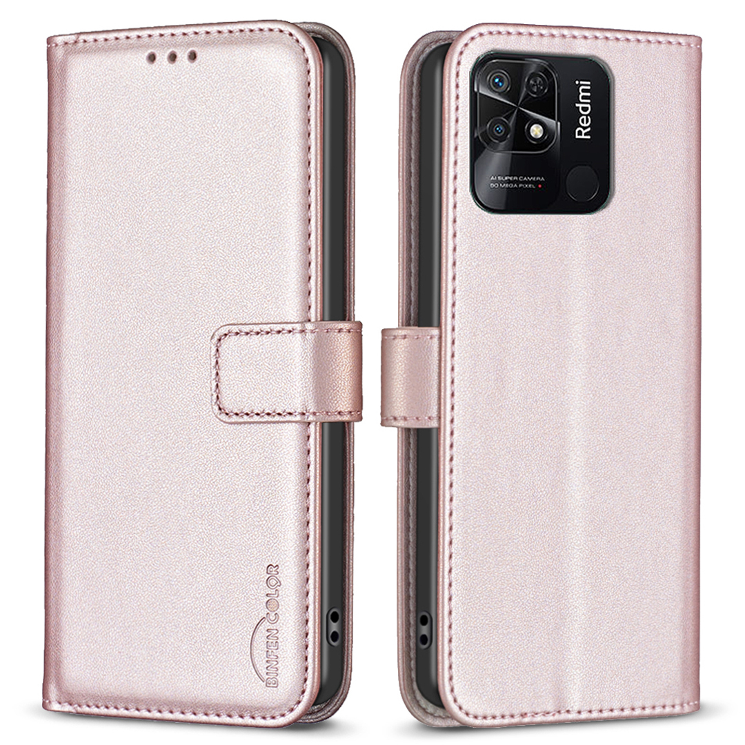 

Binfen Color BF17 Stand Phone Hülle Für Xiaomi Redmi 10C 4G PU Leder Brieftaschen -smartphone -abdeckung - Roségold, Xiaomi Redmi 10C 4G