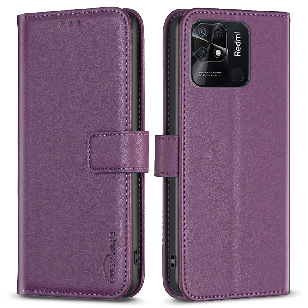 

Binfen Color BF17 Stand Phone Hülle Für Xiaomi Redmi 10C 4G PU Leder Brieftaschen -smartphone -abdeckung - Dunkelviolett, Xiaomi Redmi 10C 4G