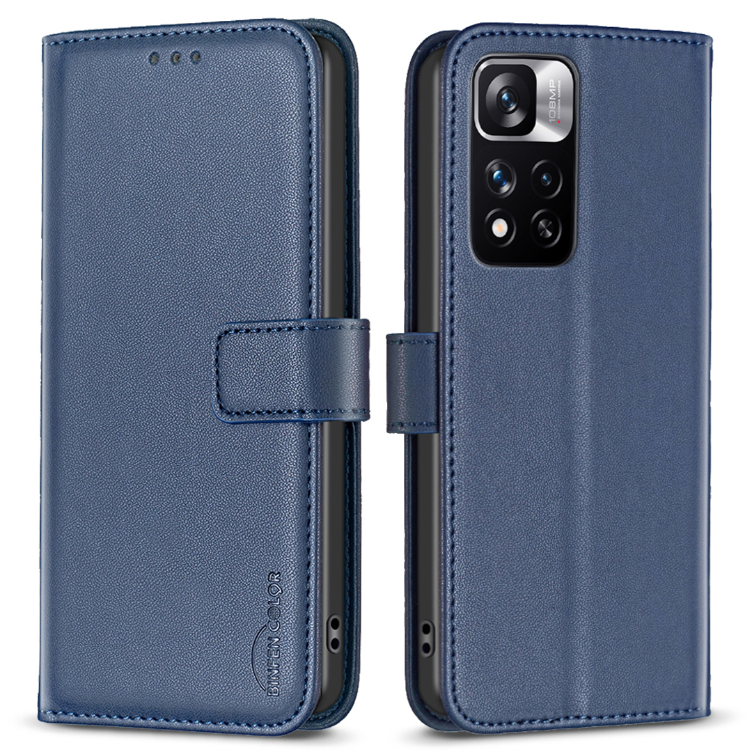 

Telefonkoffer Für Xiaomi Redmi Note 12 Pro 4g / Anmerkung 11 Pro 4g (MediaTek) / 11 Pro 5G (Qualcomm) Binfen Color BF17 Wallet PU Lederständer Cover - Blau, Xiaomi Redmi Note 11 Pro 4G (MediaTek)