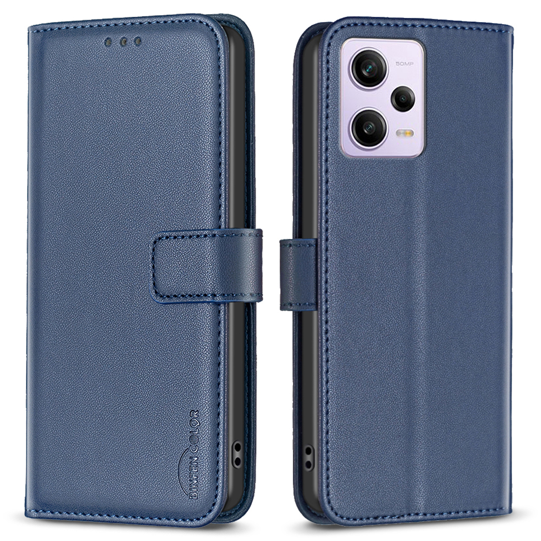 

Für Xiaomi Redmi Note 12 Pro 5g / 12 Pro Speed ​​5g / Poco X5 Pro 5G Leder -telefonhülle Binfen Farbe BF17 Stand Wallet Cover - Blau, Xiaomi Redmi Note 12 Pro 5G