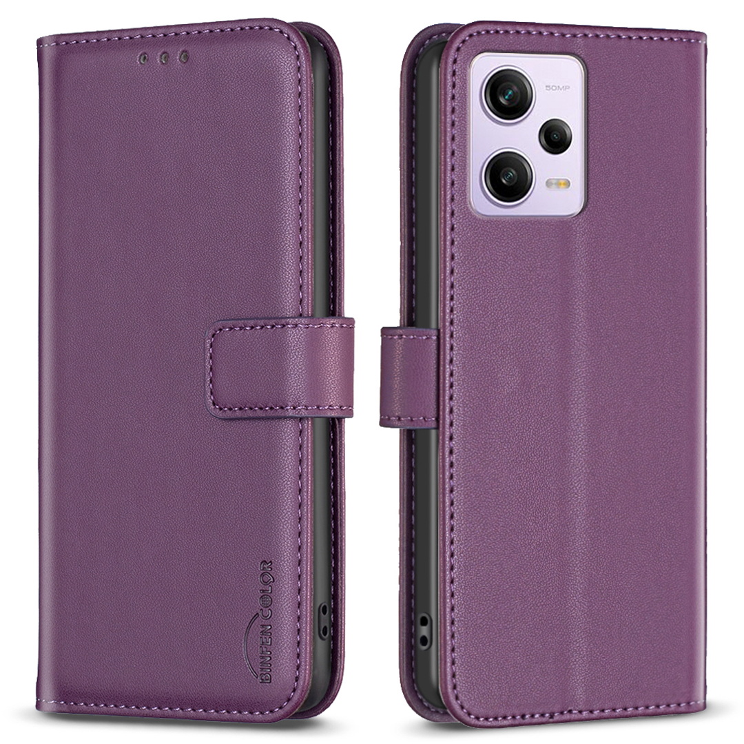 

Für Xiaomi Redmi Note 12 Pro 5g / 12 Pro Speed ​​5g / Poco X5 Pro 5G Leder -telefonhülle Binfen Farbe BF17 Stand Wallet Cover - Dunkelviolett, Xiaomi Redmi Note 12 Pro 5G