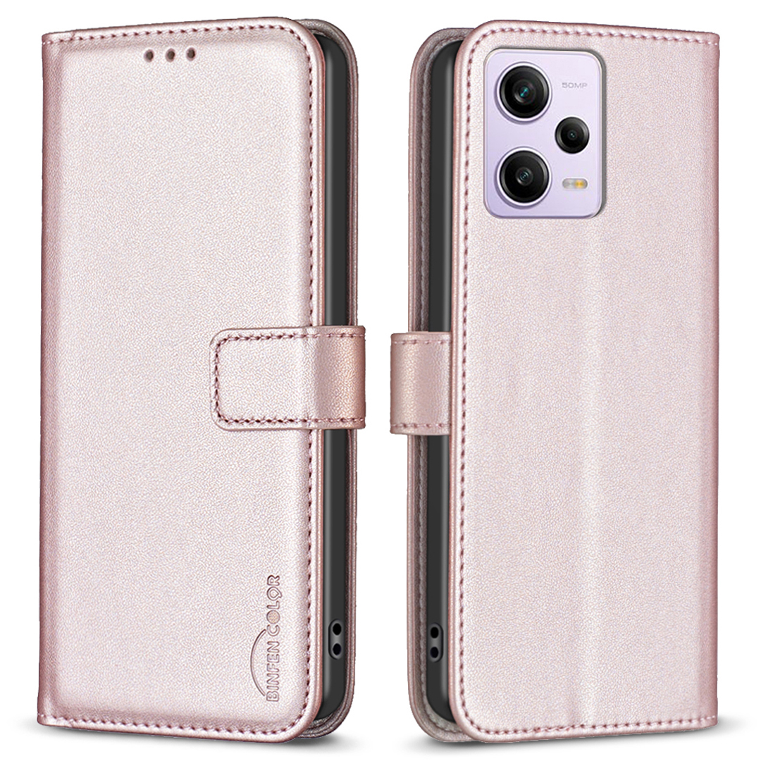 

Für Xiaomi Redmi Note 12 Pro 5g / 12 Pro Speed ​​5g / Poco X5 Pro 5G Leder -telefonhülle Binfen Farbe BF17 Stand Wallet Cover - Roségold, Xiaomi Redmi Note 12 Pro 5G