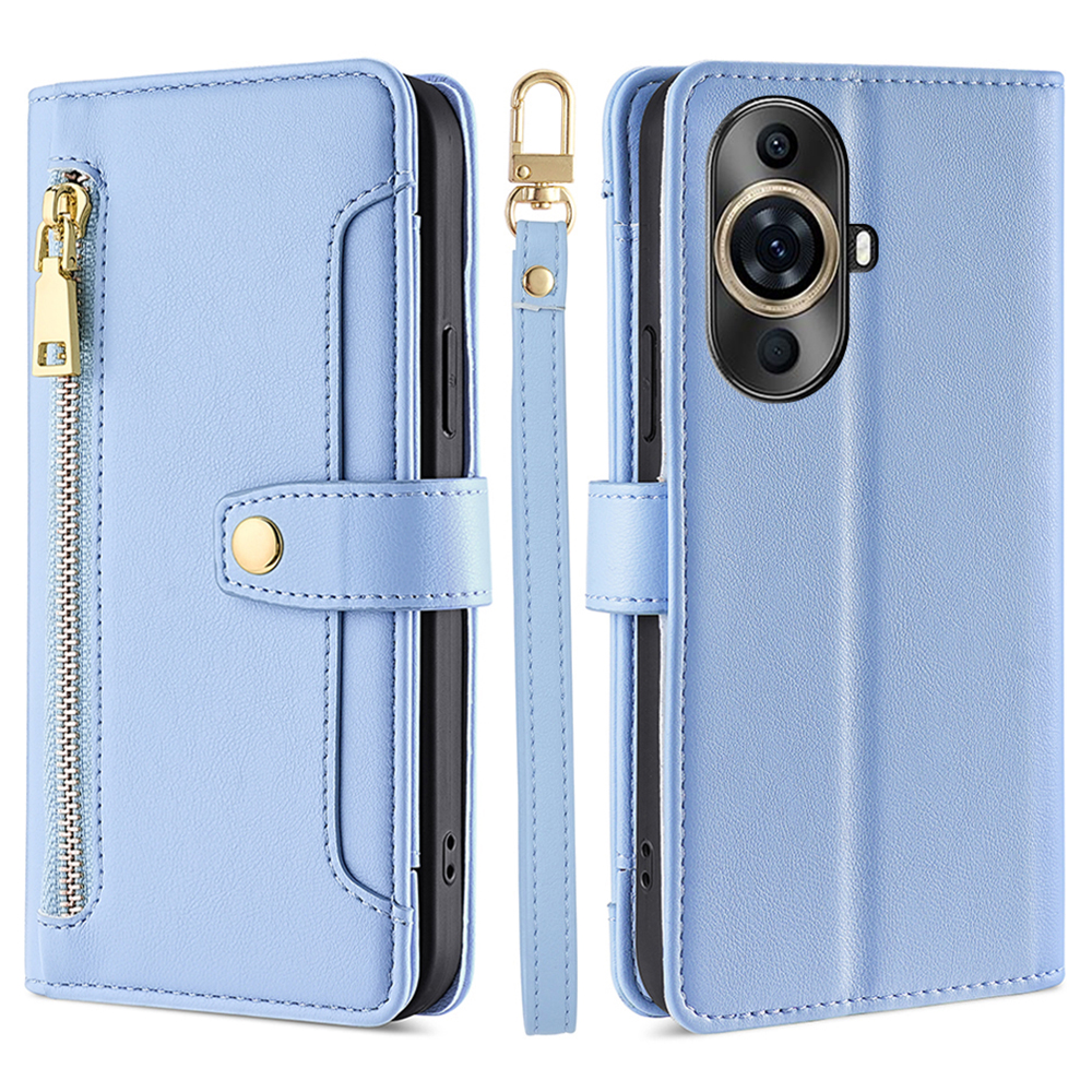 

Für Huawei Nova 11 Pro / 11 Ultra PU Leder+tpu -telefonabdeckungshülle Mit Reißverschluss in Tasche - Blau, Huawei nova 11 Pro