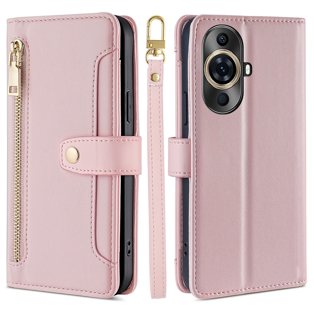 

Für Huawei Nova 11 Pro / 11 Ultra PU Leder+tpu -telefonabdeckungshülle Mit Reißverschluss in Tasche - Rosa, Huawei nova 11 Pro