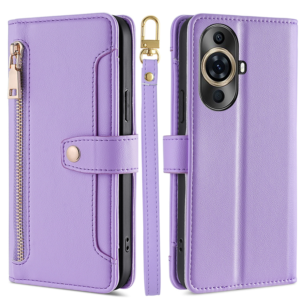 

Für Huawei Nova 11 Pro / 11 Ultra PU Leder+tpu -telefonabdeckungshülle Mit Reißverschluss in Tasche - Lila, Huawei nova 11 Pro