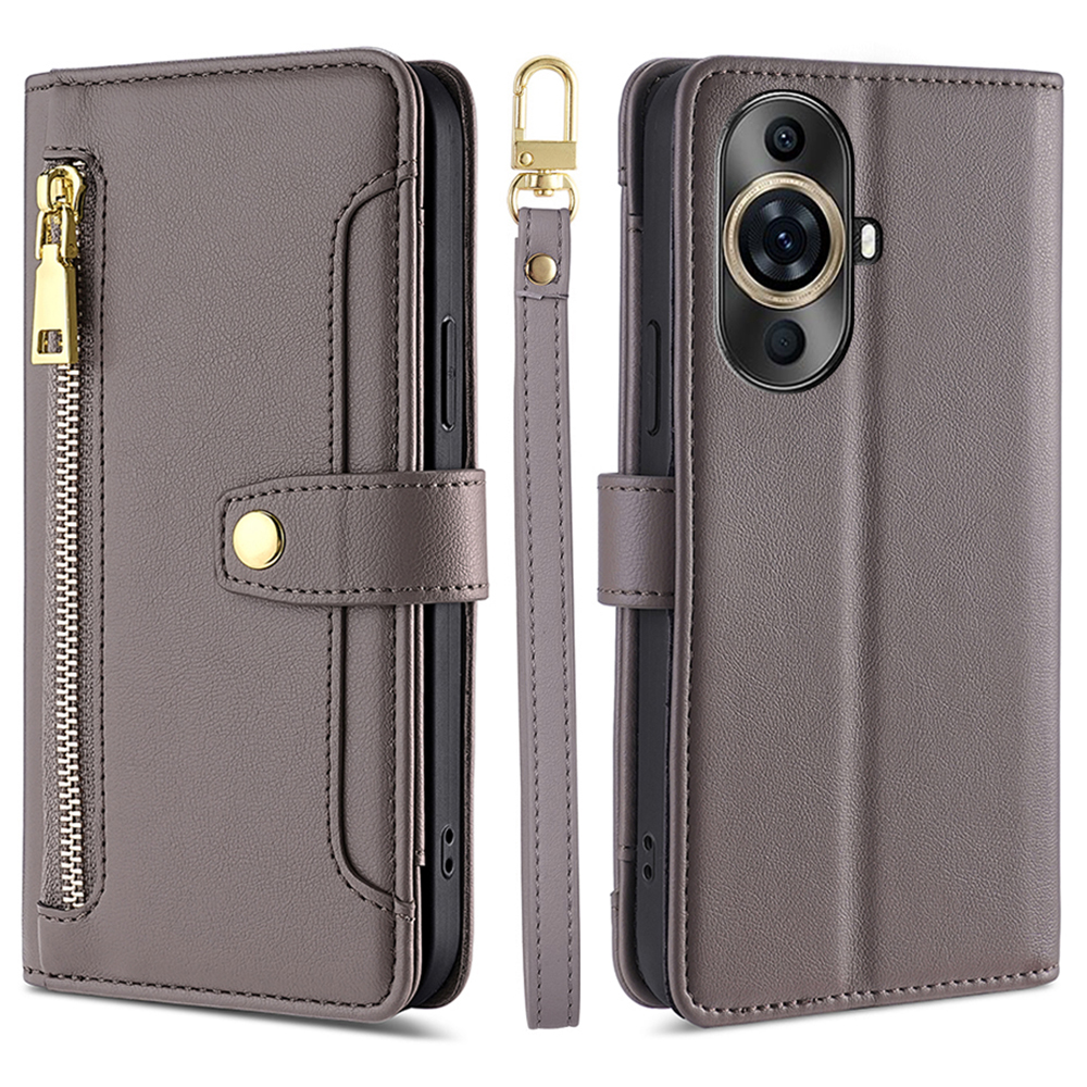 

Für Huawei Nova 11 Pro / 11 Ultra PU Leder+tpu -telefonabdeckungshülle Mit Reißverschluss in Tasche - Grau, Huawei nova 11 Pro