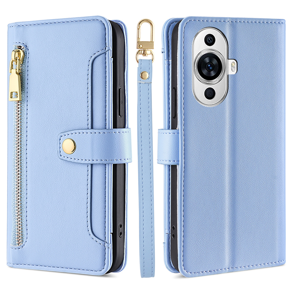 

Für Huawei Nova 11 pu Leder+tpu-telefonabdeckung Anti-drop-standhelletasche Mit Reißverschluss in Tasche - Blau, Huawei nova 11