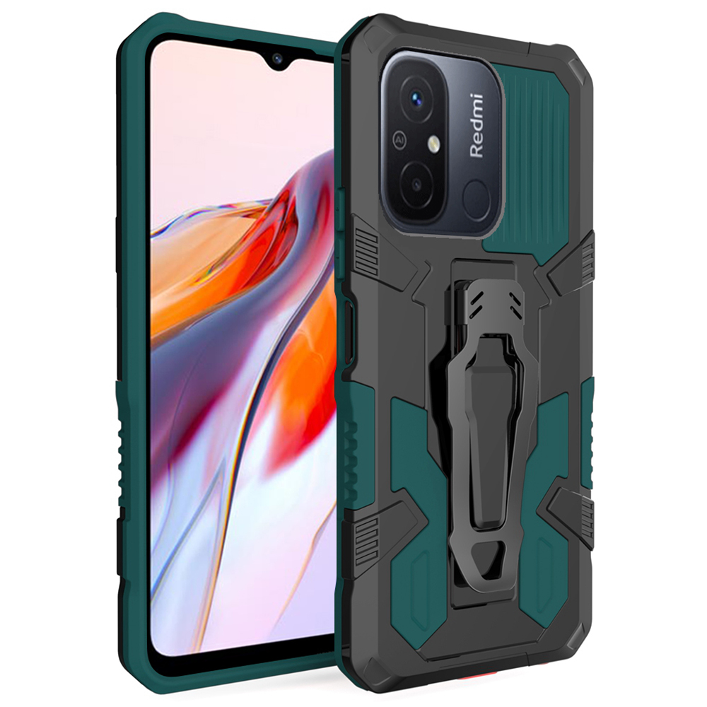 

Mechwarrior Project Phone -hülle Für Xiaomi Redmi 12C 4G Kickstand Belt Clip TPU+PC Rückenabdeckung - Grün, Xiaomi Redmi 12C 4G