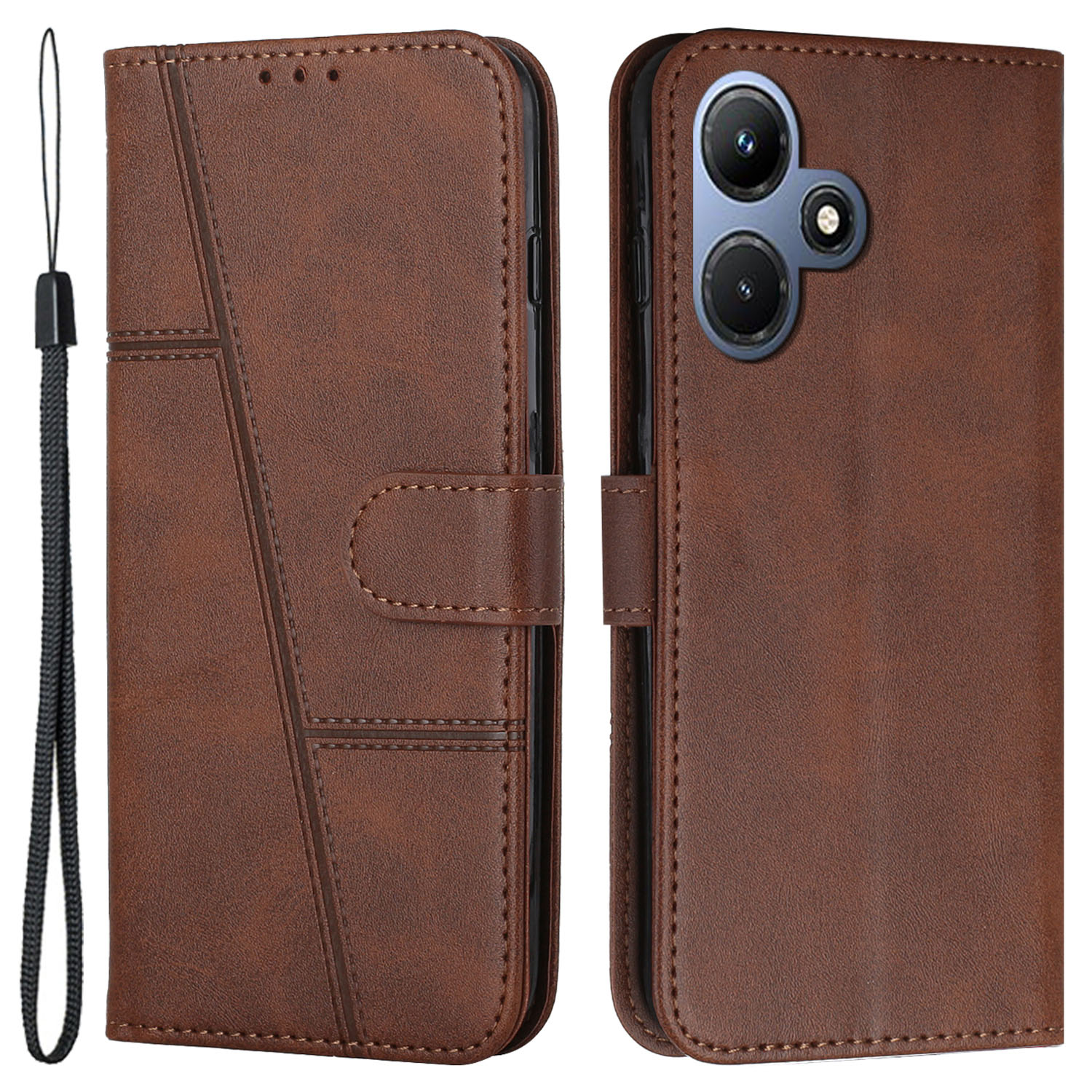 

Für Infinix Hot 30i Wallet Stand Phone Hülle Schockdichte Leder -handy -handyabdeckung - Braun, Infinix Hot 30i