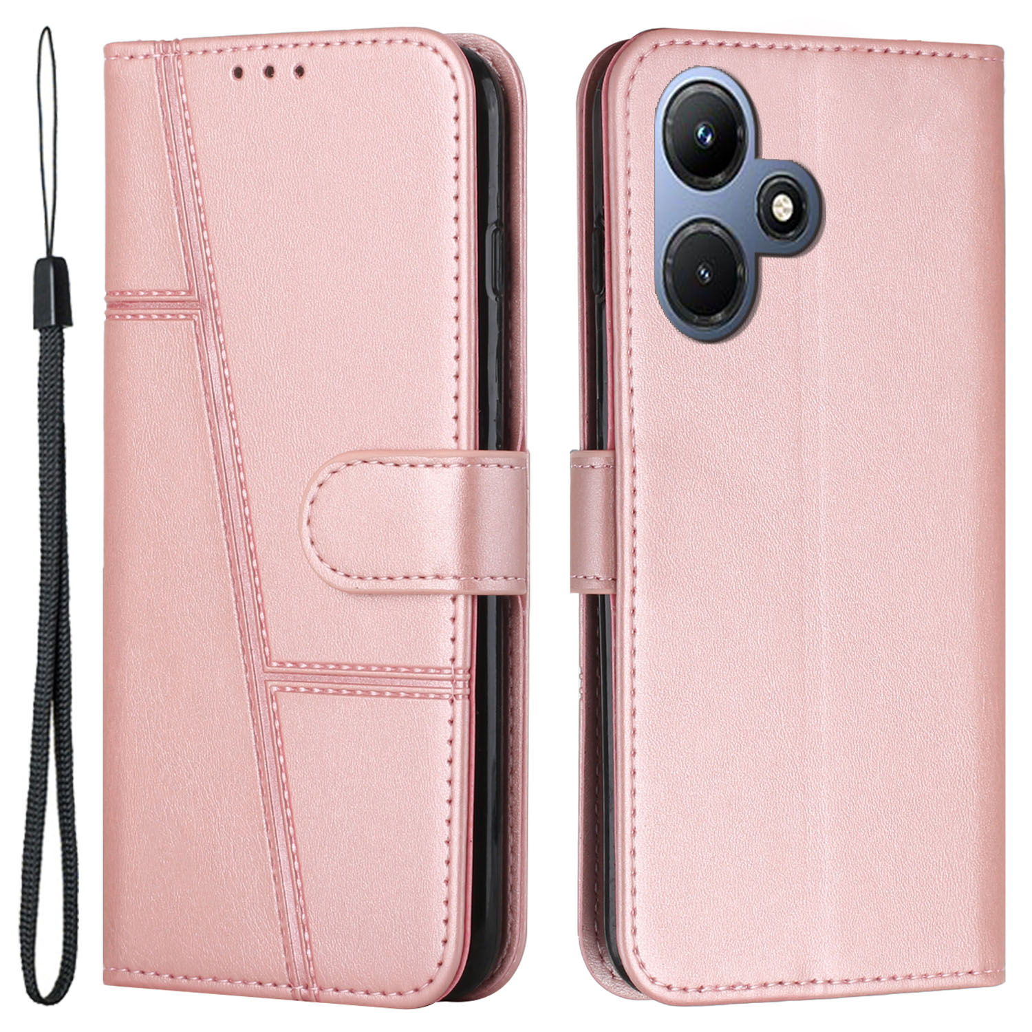 

Für Infinix Hot 30i Wallet Stand Phone Hülle Schockdichte Leder -handy -handyabdeckung - Roségold, Infinix Hot 30i