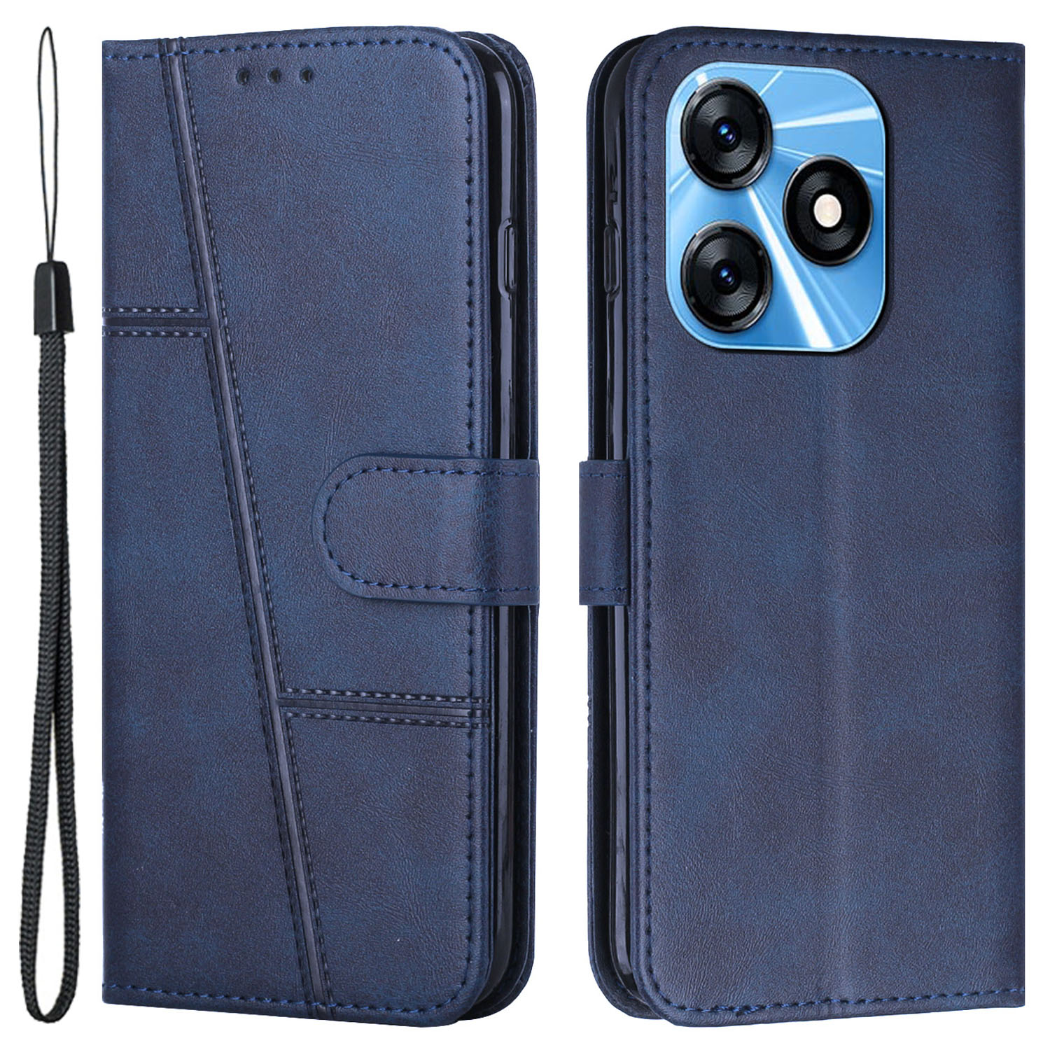 

Für Tecno Spark 10 4G Wallet Stand Stehen Folio Flip Phone Hülle PU Leder Handyabdeckung - Saphir, Tecno Spark 10 4G