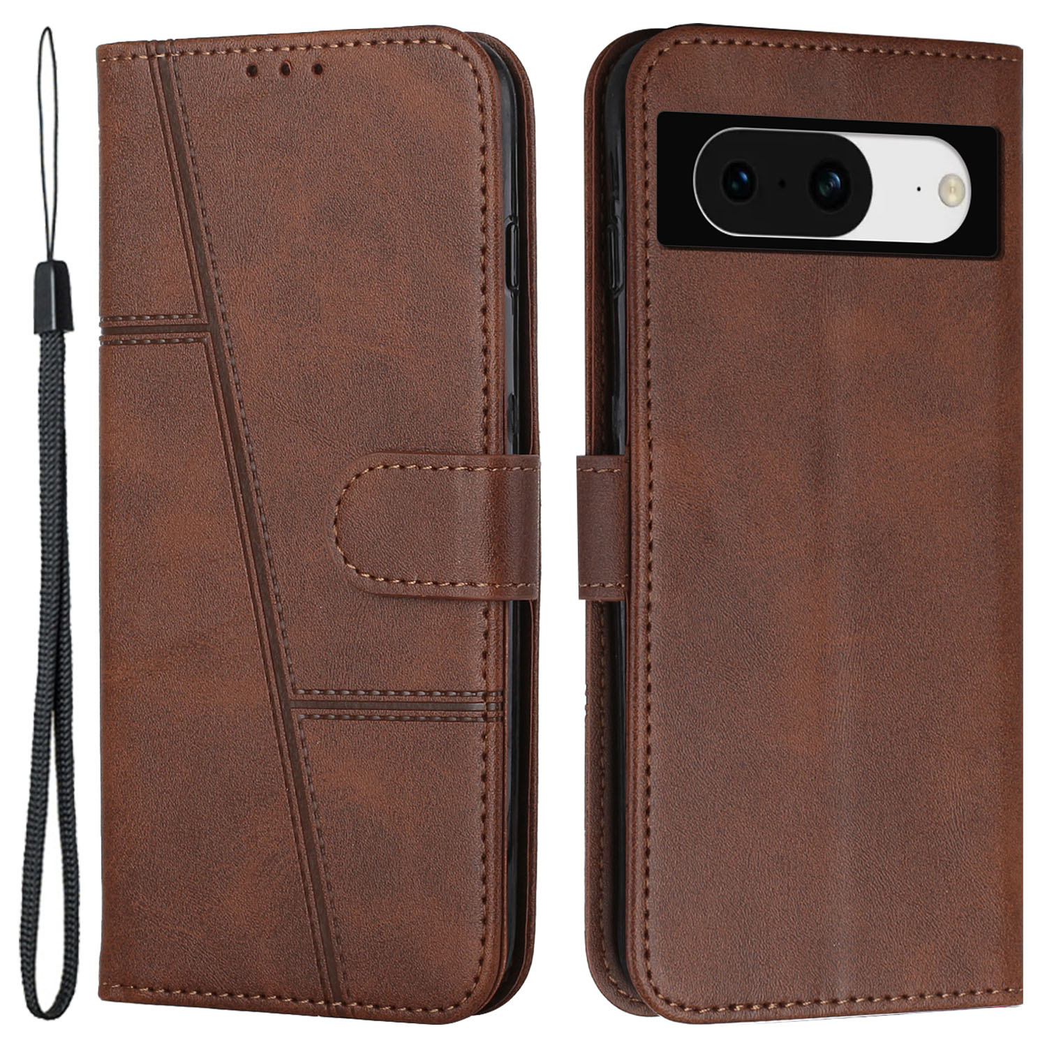 

Für Google Pixel 8 Wallet Ständer Folio Flip Phone Hülle PU Leder-handy-handelsabdeckung - Braun, Google Pixel 8