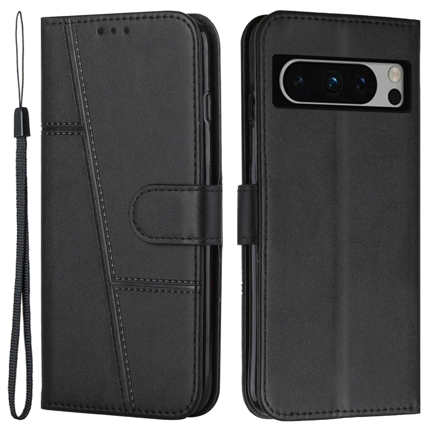 

Telefonhülle Für Google Pixel 8 Pro Wallet Stand Folio Flip PU Leder-handy-handelsabdeckung - Schwarz, Google Pixel 8 Pro