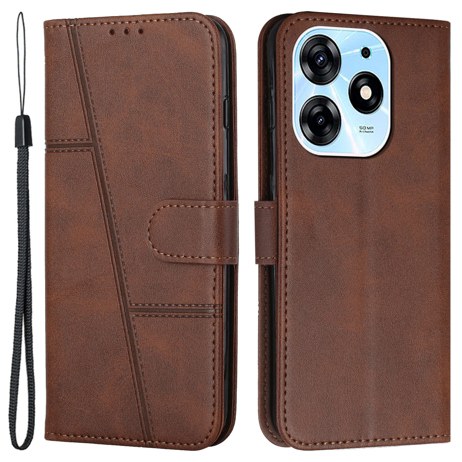 

Brieftaschenstand Hülle Für Tecno Spark 10 Pro Folio Flip PU Leder Handy Drop-proof-abdeckung - Braun, Tecno Spark 10 Pro