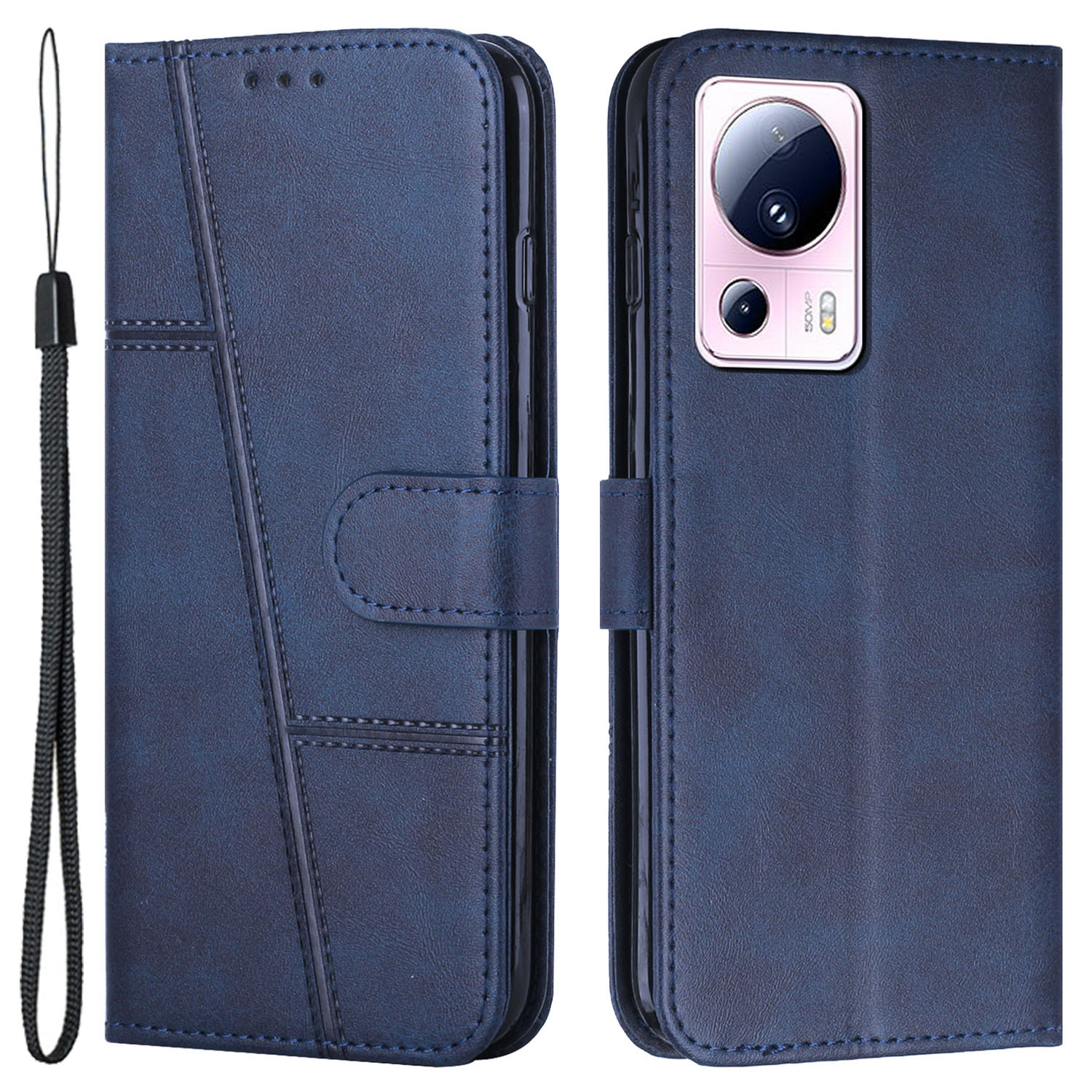 

Brieftaschenstand Fall Für Xiaomi 13 Lite / Civi 2 5G Magnetic Clasp PU Leder-handy-handelsabdeckung - Saphir, Xiaomi Civi 2 5G