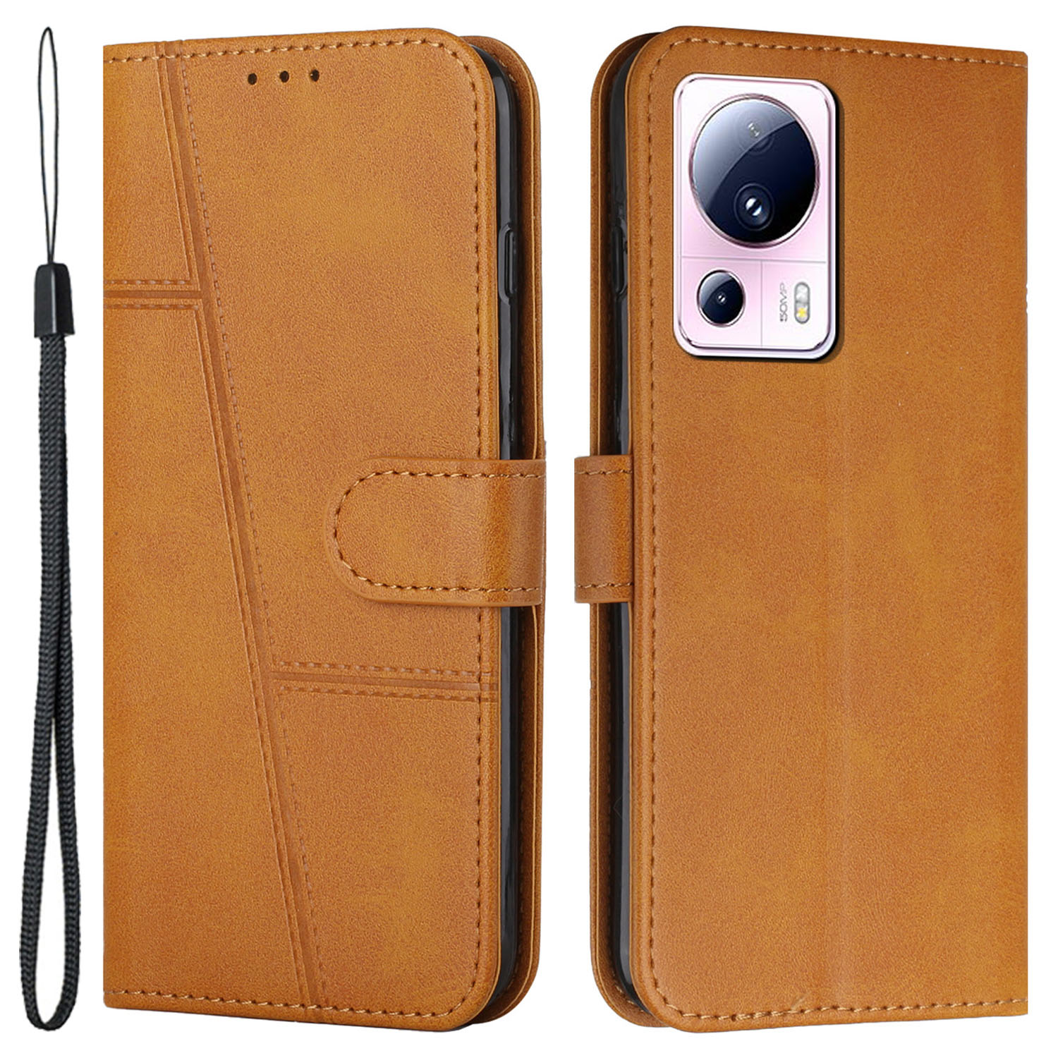 

Brieftaschenstand Fall Für Xiaomi 13 Lite / Civi 2 5G Magnetic Clasp PU Leder-handy-handelsabdeckung - Gelb, Xiaomi Civi 2 5G