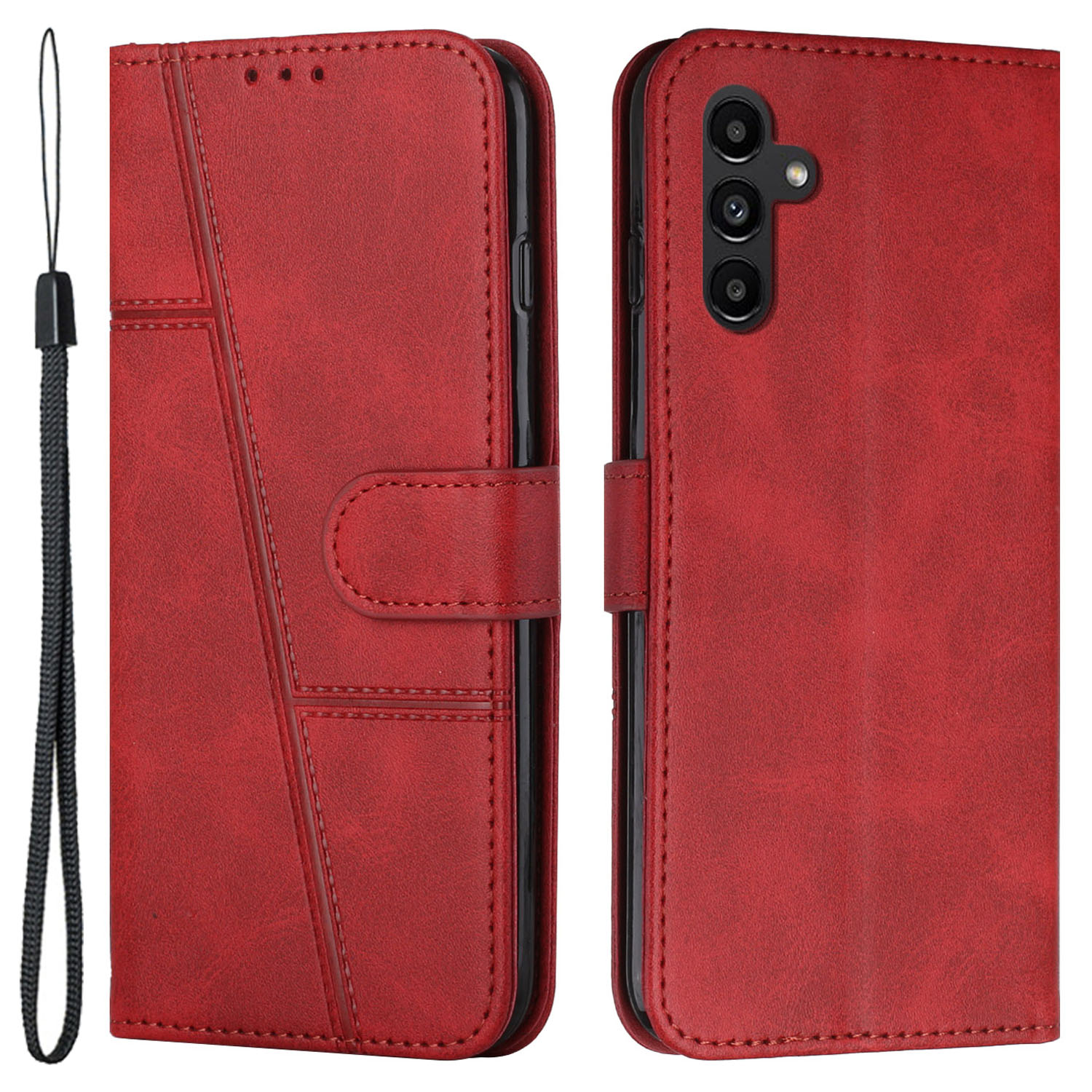 

PU Lederhülle Für Samsung Galaxy A24 4G Anti-fall Magnetic Clasp-handy-brieftasche Abdeckung - Rot, Galaxy A24 4G