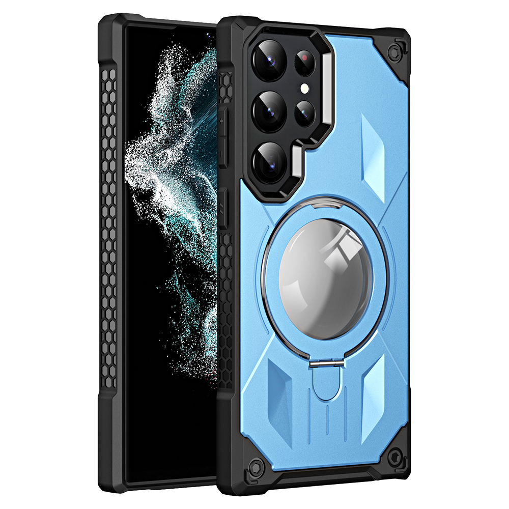 

Magnetisches Telefongehäuse Für Samsung Galaxy S22 Ultra 5G PC+TPU Kickstand-hülle Anti-drogen-schockdelefonabdeckung - Blau, Galaxy S22 Ultra 5G