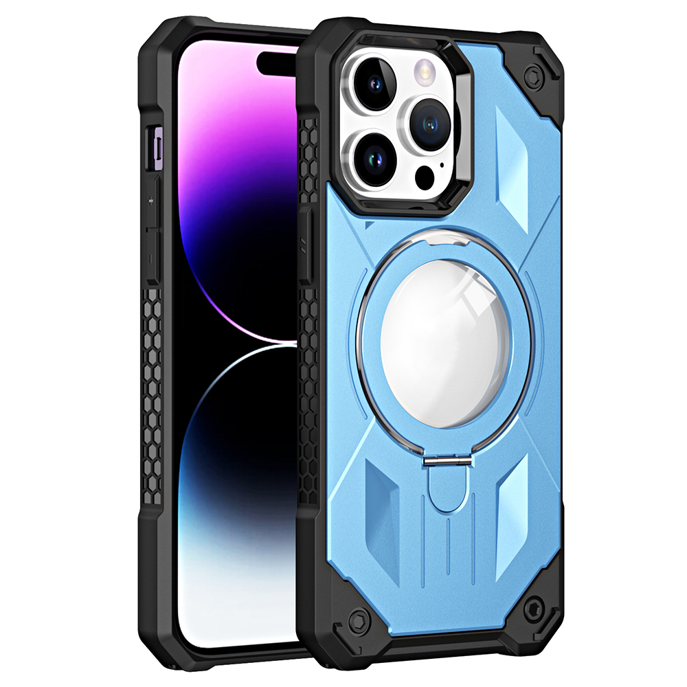 

Für Das Iphone 14 Pro Max Kickstand Phone Hülle Schockdichte Magnethülle Anti-fingerabdruck-pc+tpu-mobiltelefonabdeckung - Blau, iPhone 14 Pro Max