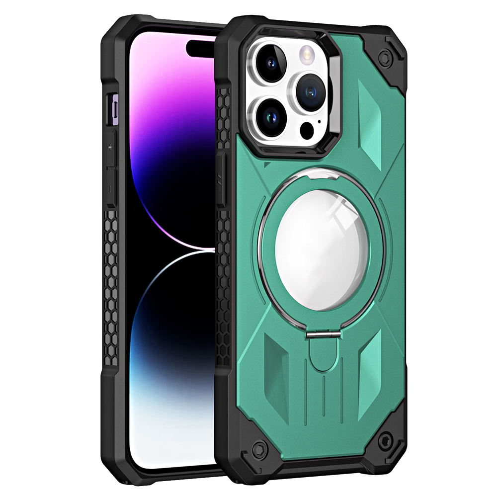 

Für Das Iphone 14 Pro Max Kickstand Phone Hülle Schockdichte Magnethülle Anti-fingerabdruck-pc+tpu-mobiltelefonabdeckung - Grün, iPhone 14 Pro Max