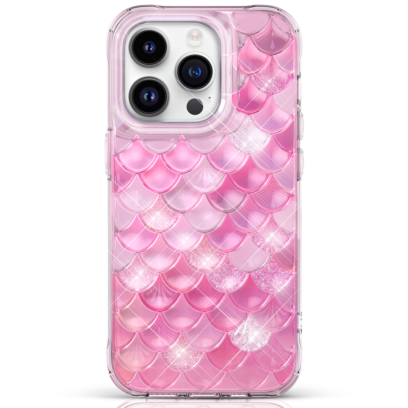 

Kingxbar Fish Scale-serie Für Iphone 14 Pro-telefon-hülle Anti-kratzer-tpu+pet IML Cover - Rosa, iPhone 14 Pro
