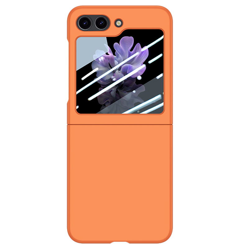 

Für Samsung Galaxy Z Flip5 5G PC Phone Case Skin-touch Schockdcover Mit Kleinem Screenfilm - Orange, Galaxy Z Flip5 5G