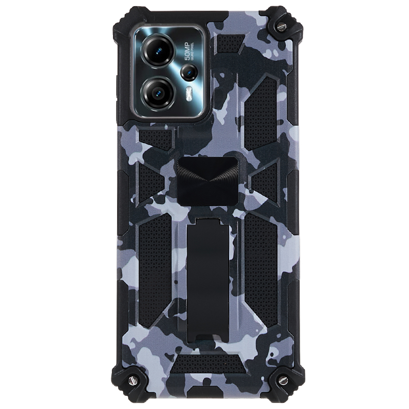 

Für Motorola Moto G13 4G / G23 4G / G53 5G Phone Case Camouflage PC+TPU -mobiltelefonabdeckung Mit Kickstand - Schwarz, Motorola Moto G13 4G