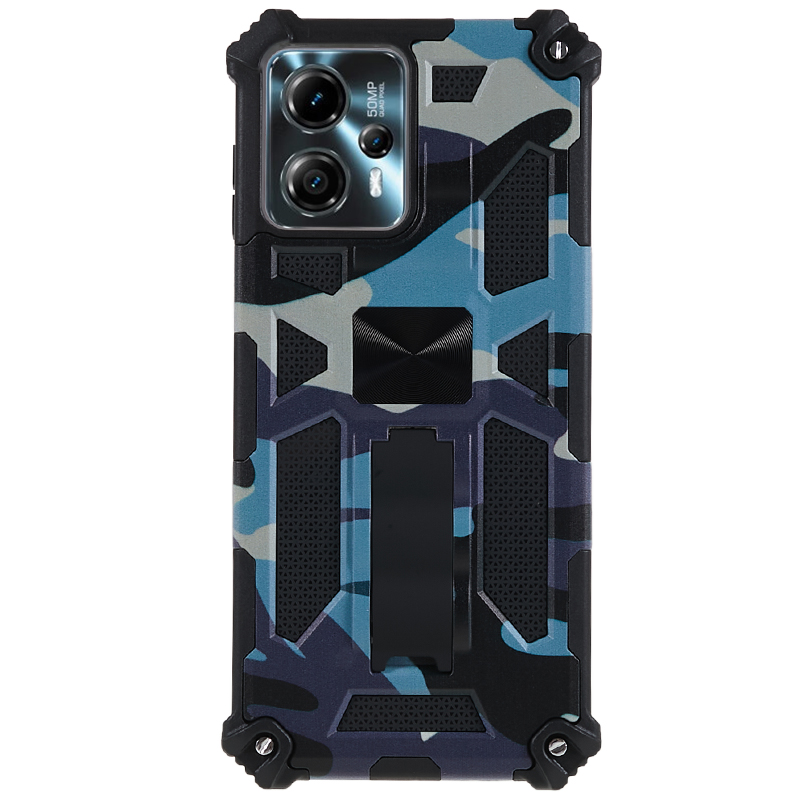 

Für Motorola Moto G13 4G / G23 4G / G53 5G Phone Case Camouflage PC+TPU -mobiltelefonabdeckung Mit Kickstand - Navy Blau, Motorola Moto G13 4G