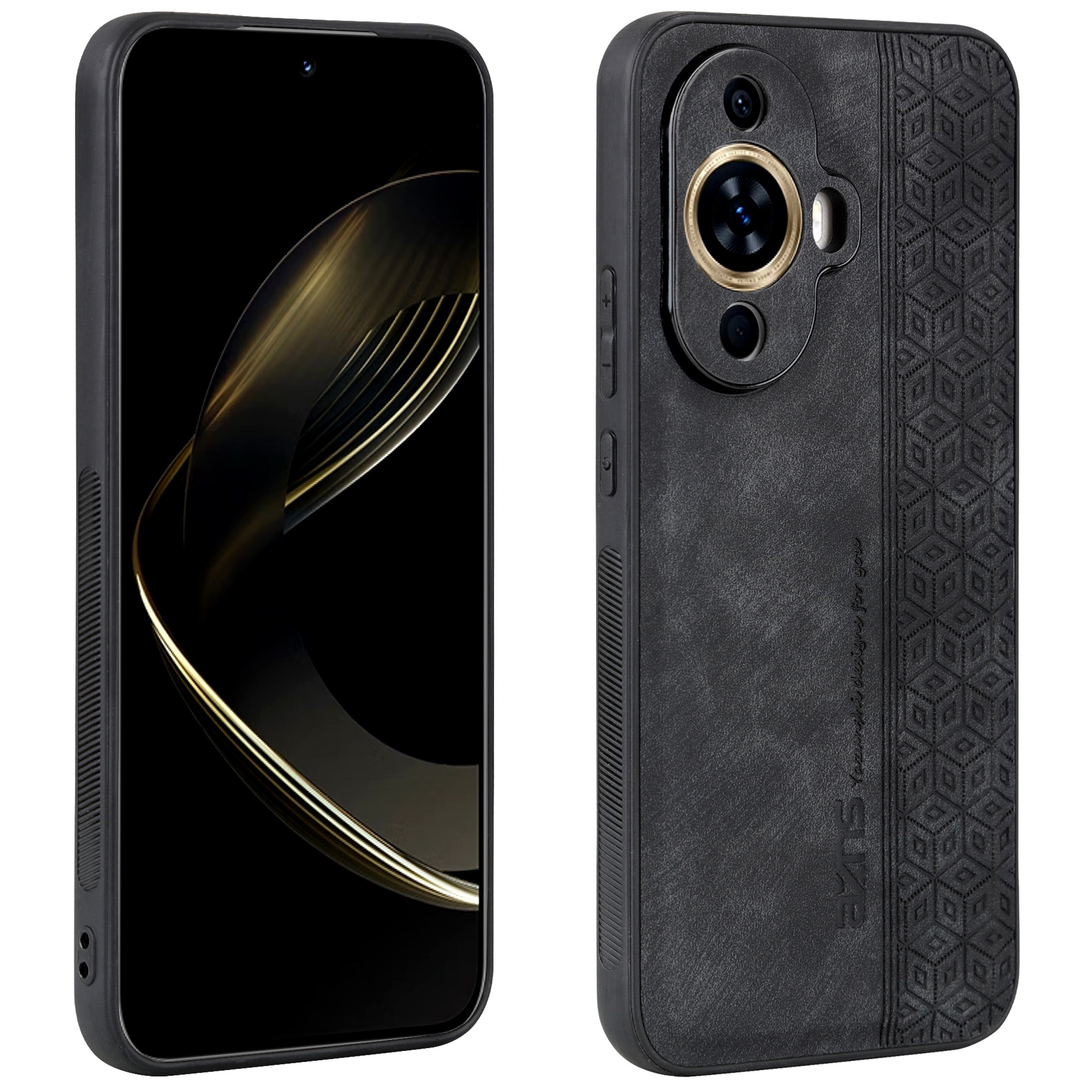 

AZNS Princed Phone Case Für Huawei Nova 11, PU -leder -beschichtete TPU -smartphone -abdeckung - Schwarz, Huawei nova 11