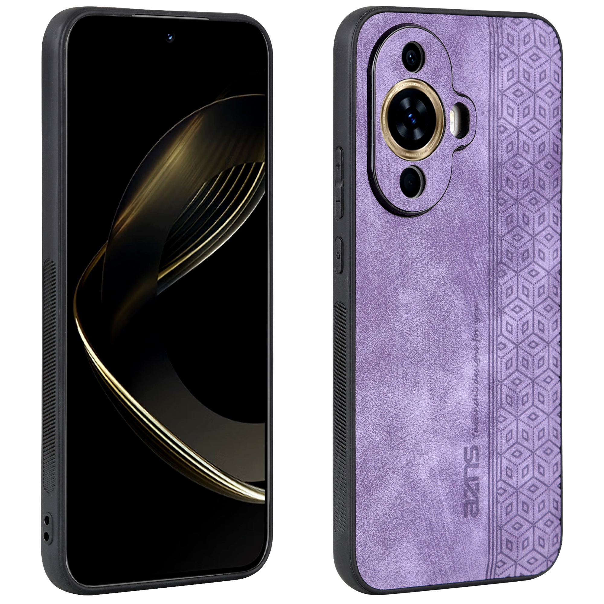 

AZNS Princed Phone Case Für Huawei Nova 11, PU -leder -beschichtete TPU -smartphone -abdeckung - Lila, Huawei nova 11