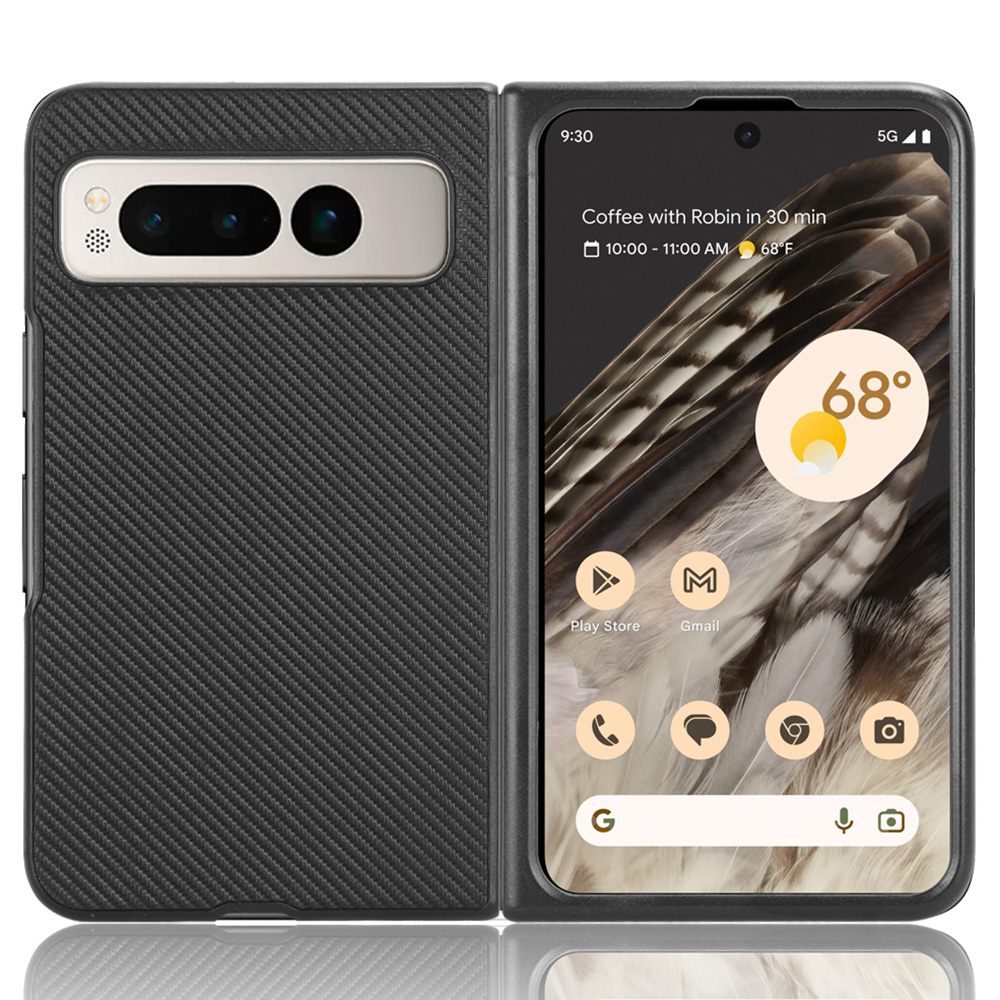 

Für Google Pixel Fold Carbonfaser Textur Anti-kratzer-telefonhülle Pu-leder-pc Rückenabdeckung - Schwarz, Google Pixel Fold