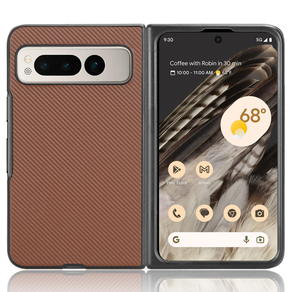 

Für Google Pixel Fold Carbonfaser Textur Anti-kratzer-telefonhülle Pu-leder-pc Rückenabdeckung - Braun, Google Pixel Fold
