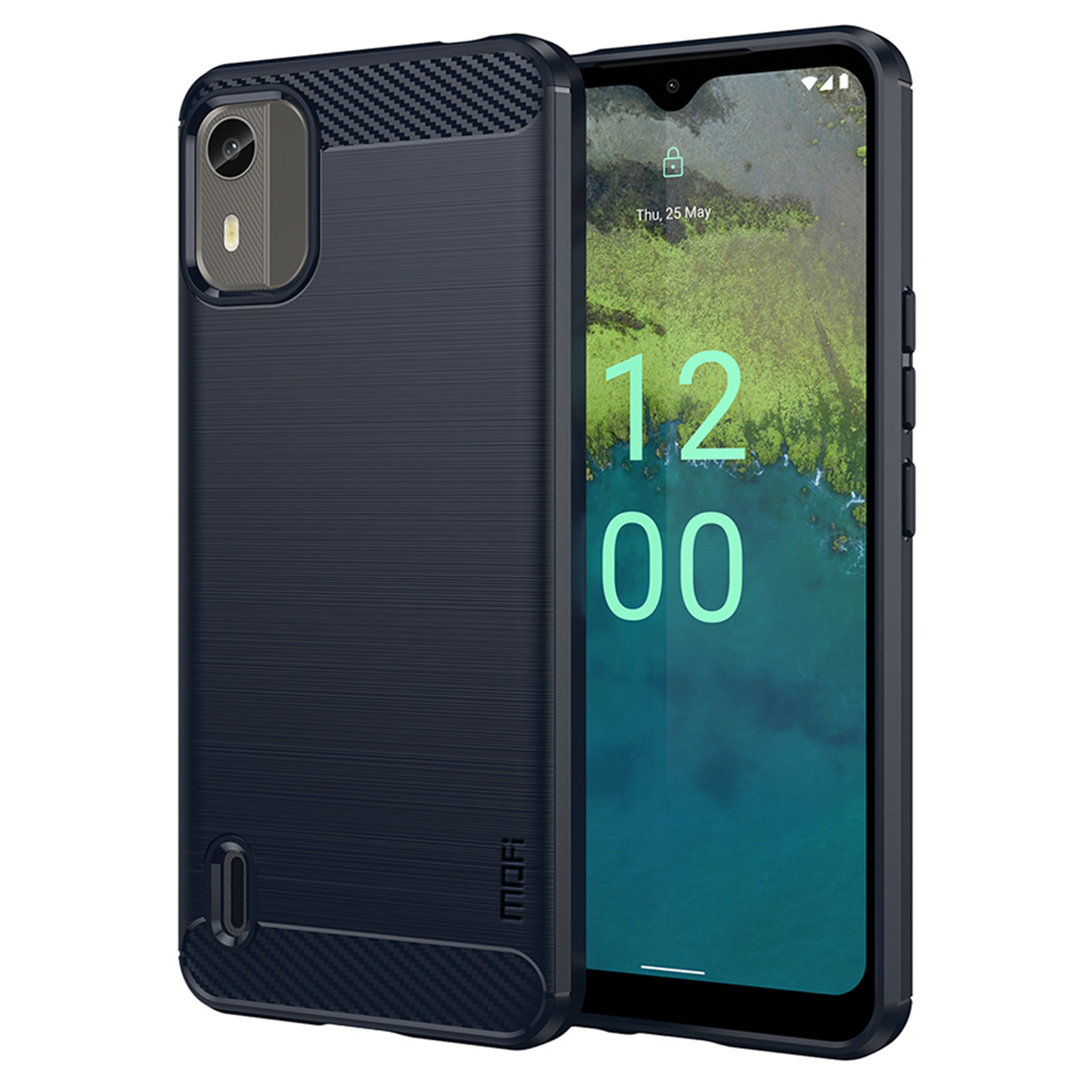

Mofi JK TPU Series-1 Für Nokia C12 4G / C12 Pro / C12 Plus Gebürstete TPU -hülle Kohlefaser -mobiltelefonabdeckung - Blau, Nokia C12 4G