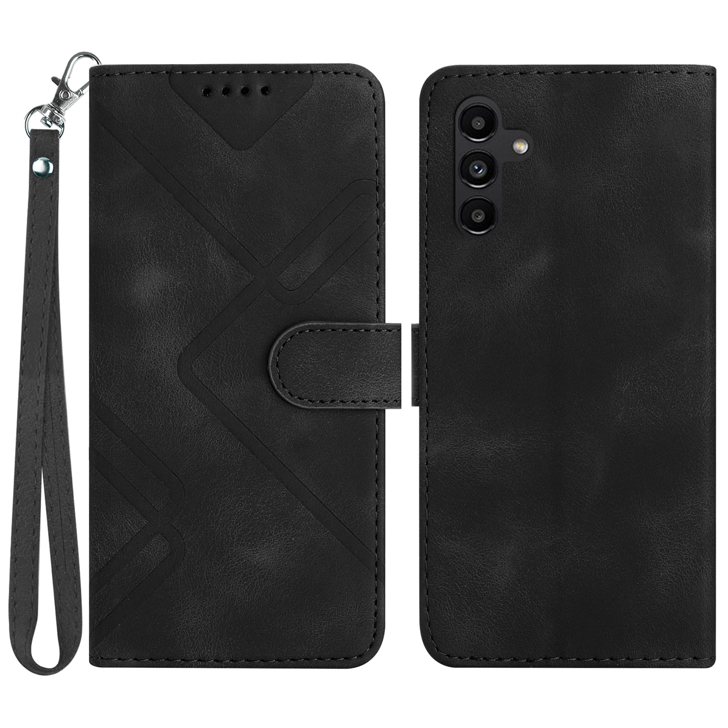 

Yx0040 Für Samsung Galaxy A54 5G Handy Hülle Geprägtes Muster PU Lederständer Cover Wallet - Schwarz, Galaxy A54 5G