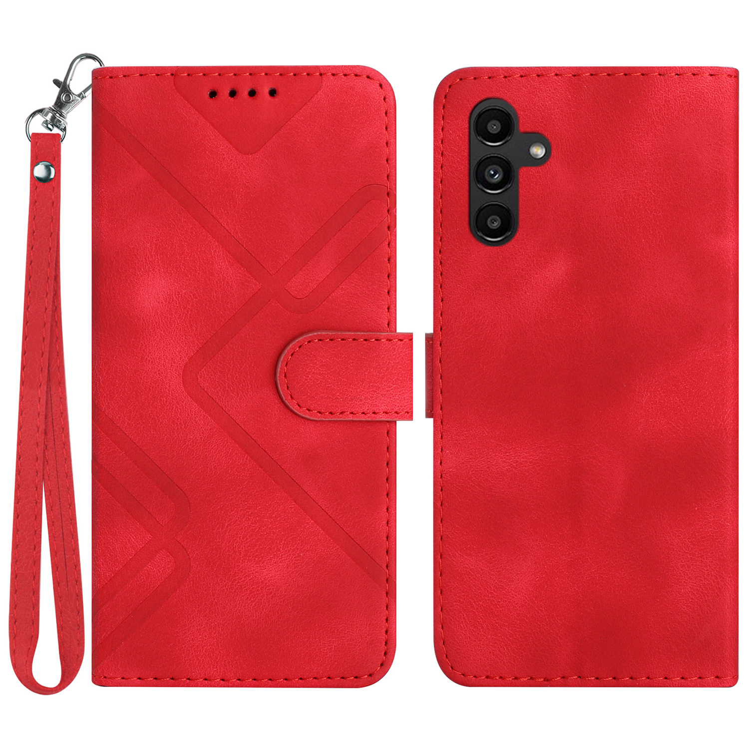 

Yx0040 Für Samsung Galaxy A54 5G Handy Hülle Geprägtes Muster PU Lederständer Cover Wallet - Rot, Galaxy A54 5G