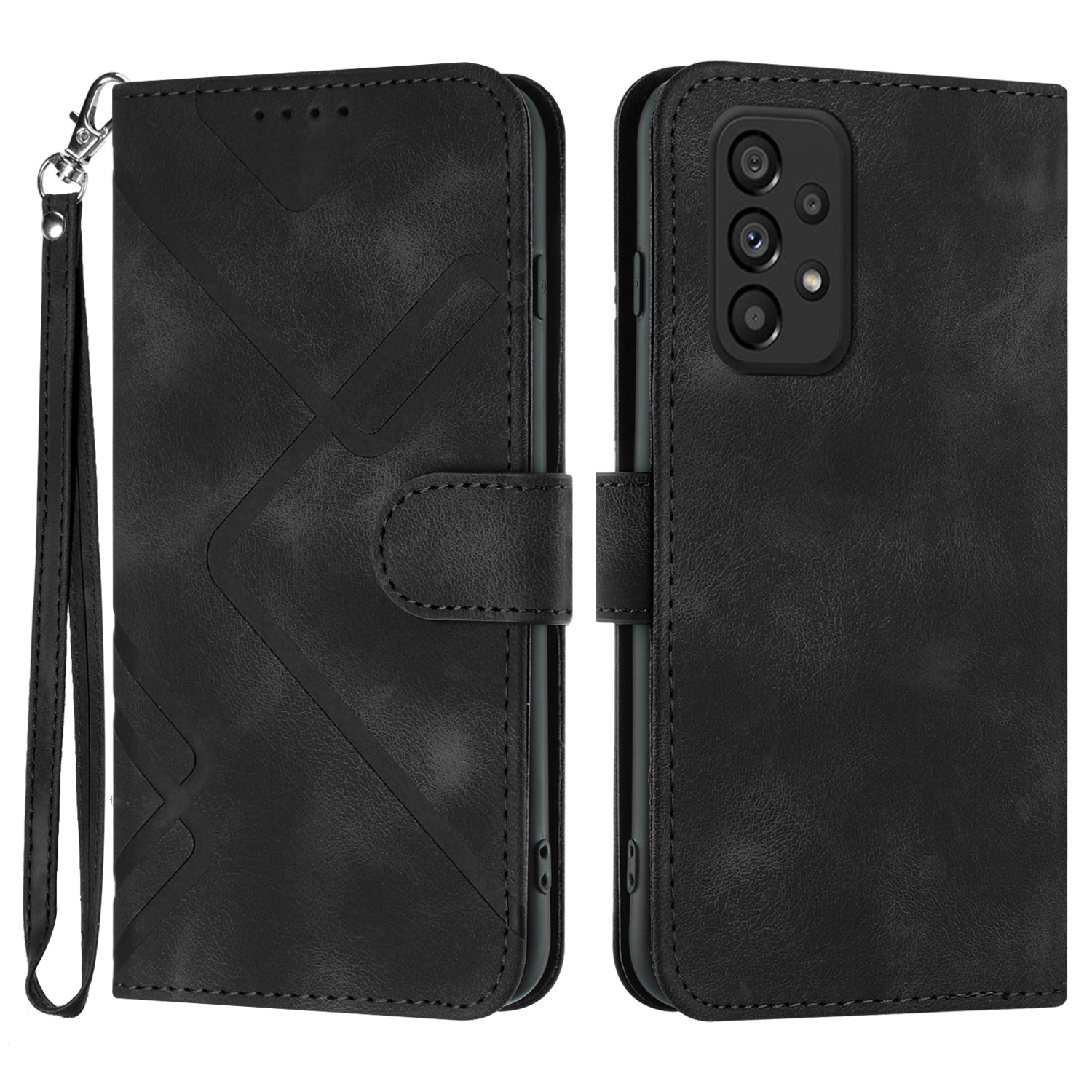 

Yx0040 Für Samsung Galaxy A32 4G (EU -version) Lederständer Phone Hülle Geprägte Muster Brieftasche Abdeckung - Schwarz, Samsung Galaxy A32 4G (EU Version)