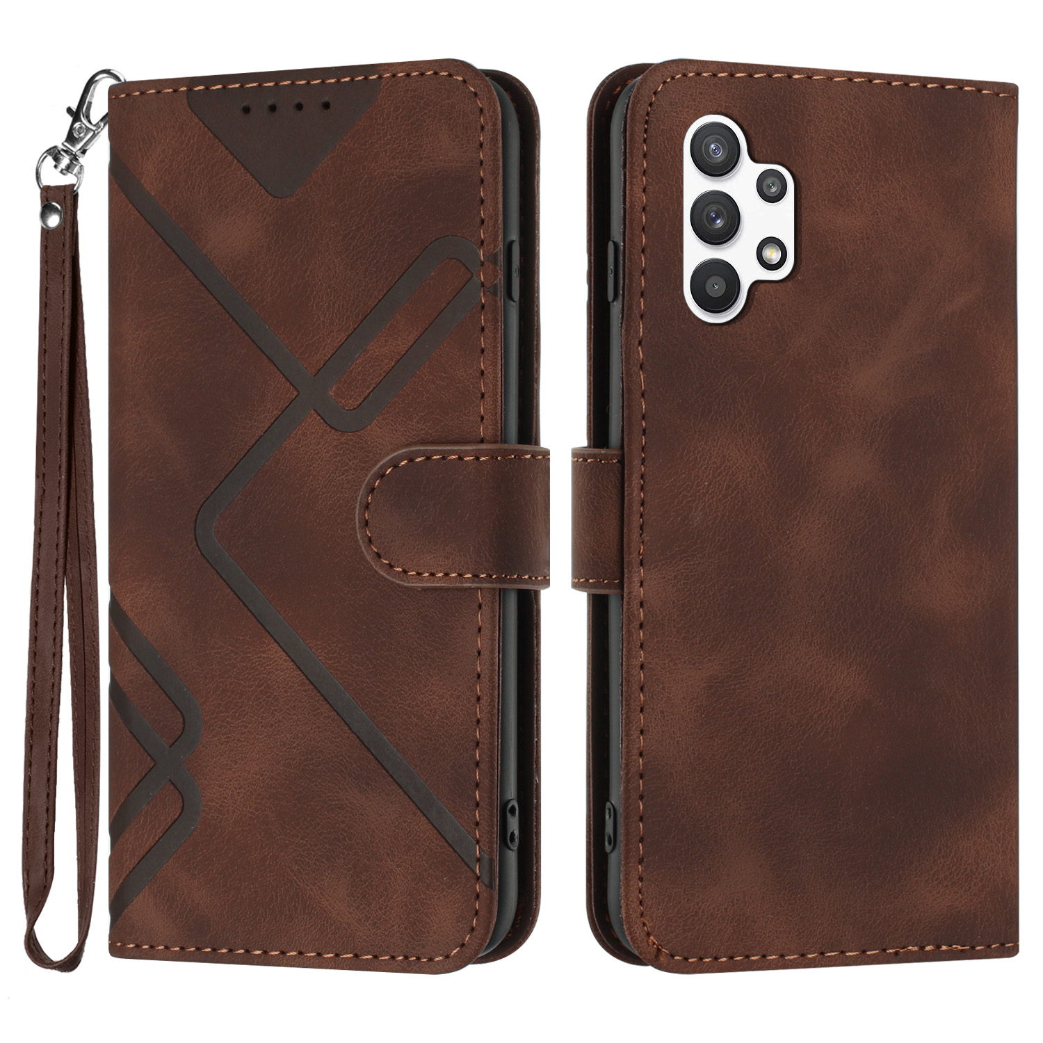 

Yx0040 Für Samsung Galaxy A32 5G / M32 5G Eingeprägter Lederprotokollabdeckung Mit Standbrieftasche - Kaffee, Galaxy A32 5G