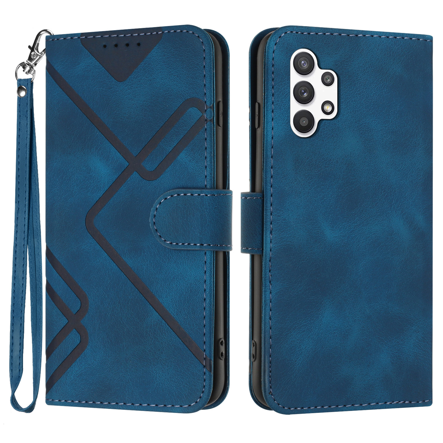 

Yx0040 Für Samsung Galaxy A32 5G / M32 5G Eingeprägter Lederprotokollabdeckung Mit Standbrieftasche - Saphir, Galaxy A32 5G