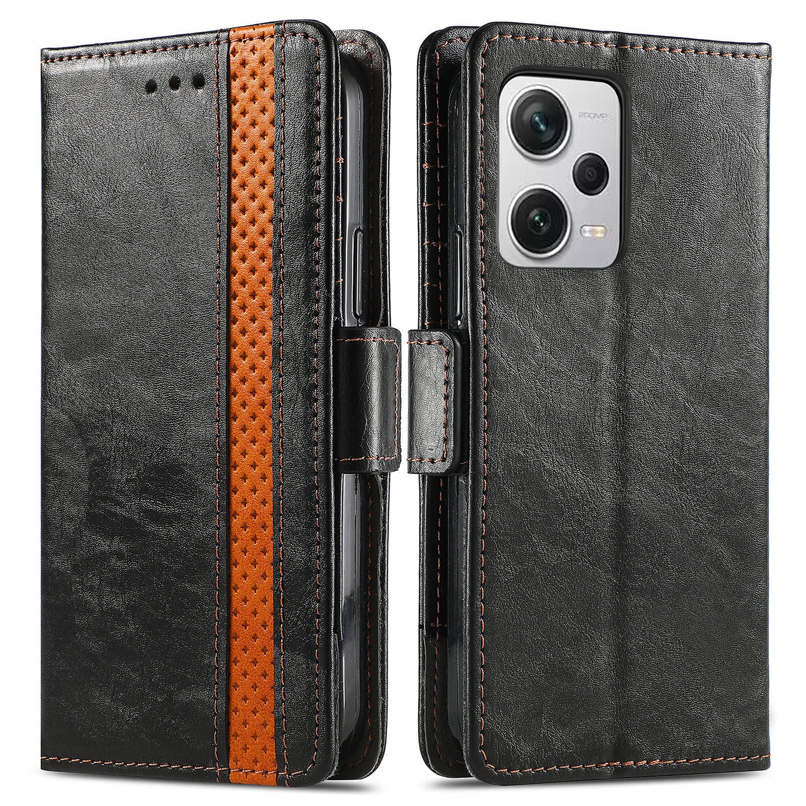 

Caseneo 002 -serie Für Xiaomi Redmi Note 12 Pro+ 5G Splicing PU Leder -ständer Cover Wallet RFID Blocking Telefonhülle - Schwarz, Xiaomi Redmi Note 12 Pro+ 5G