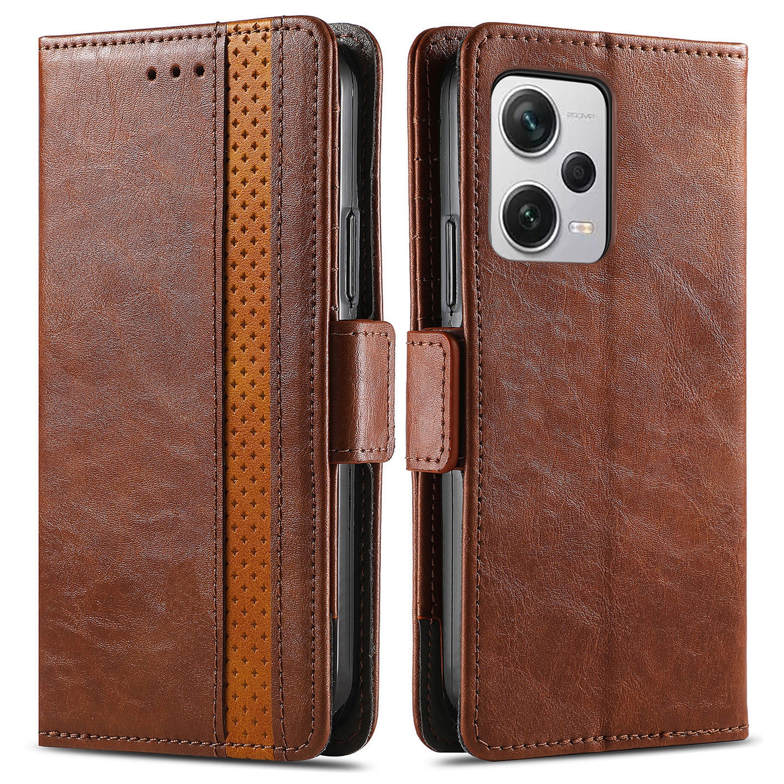 

Caseneo 002 -serie Für Xiaomi Redmi Note 12 Pro+ 5G Splicing PU Leder -ständer Cover Wallet RFID Blocking Telefonhülle - Dunkelbraun, Xiaomi Redmi Note 12 Pro+ 5G