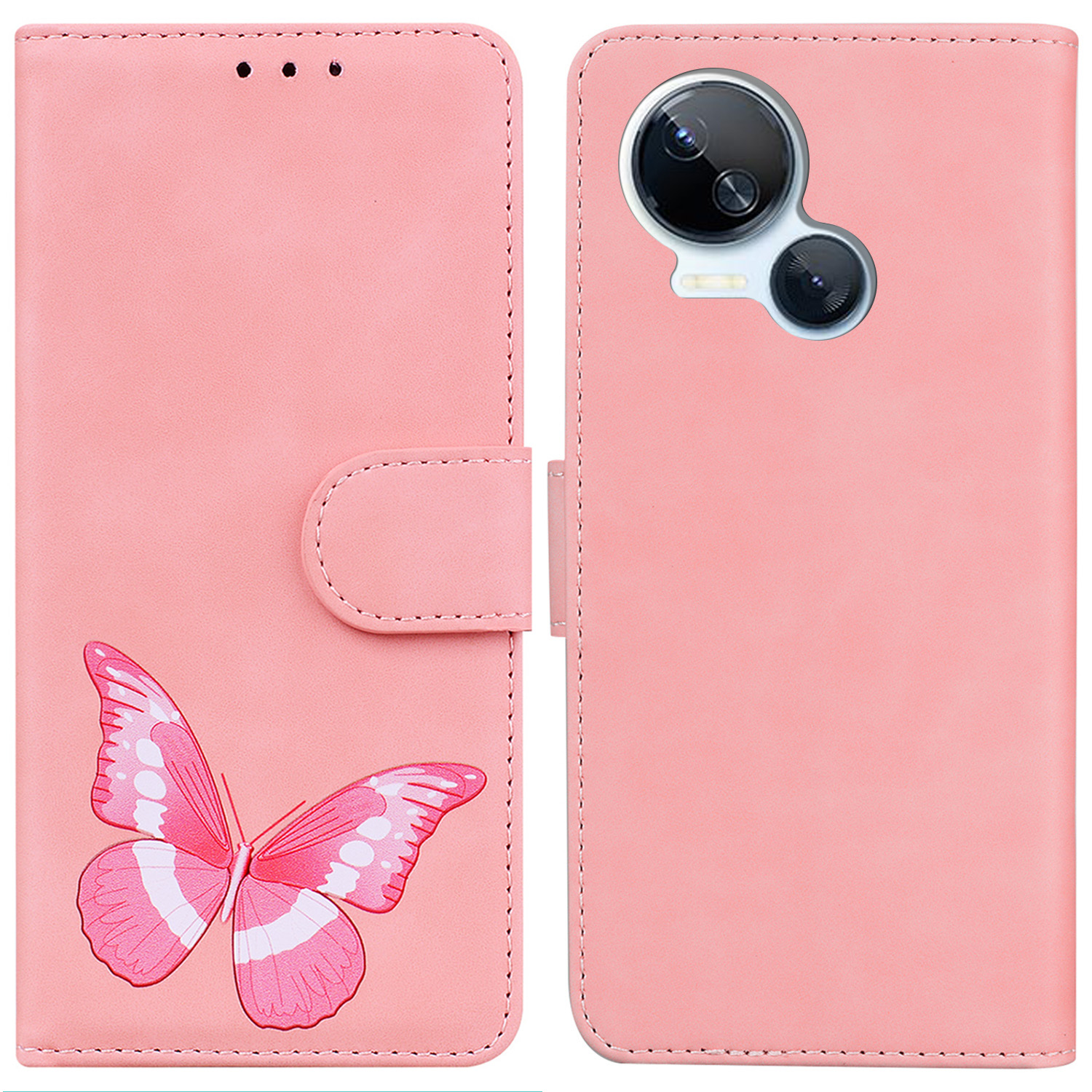 

Schmetterlingsdruckbrieftasche Hülle Für Tecno Spark 10 5g, PU Leder Stand Skin-touch-telefonabdeckung - Rosa, Tecno Spark 10 5G