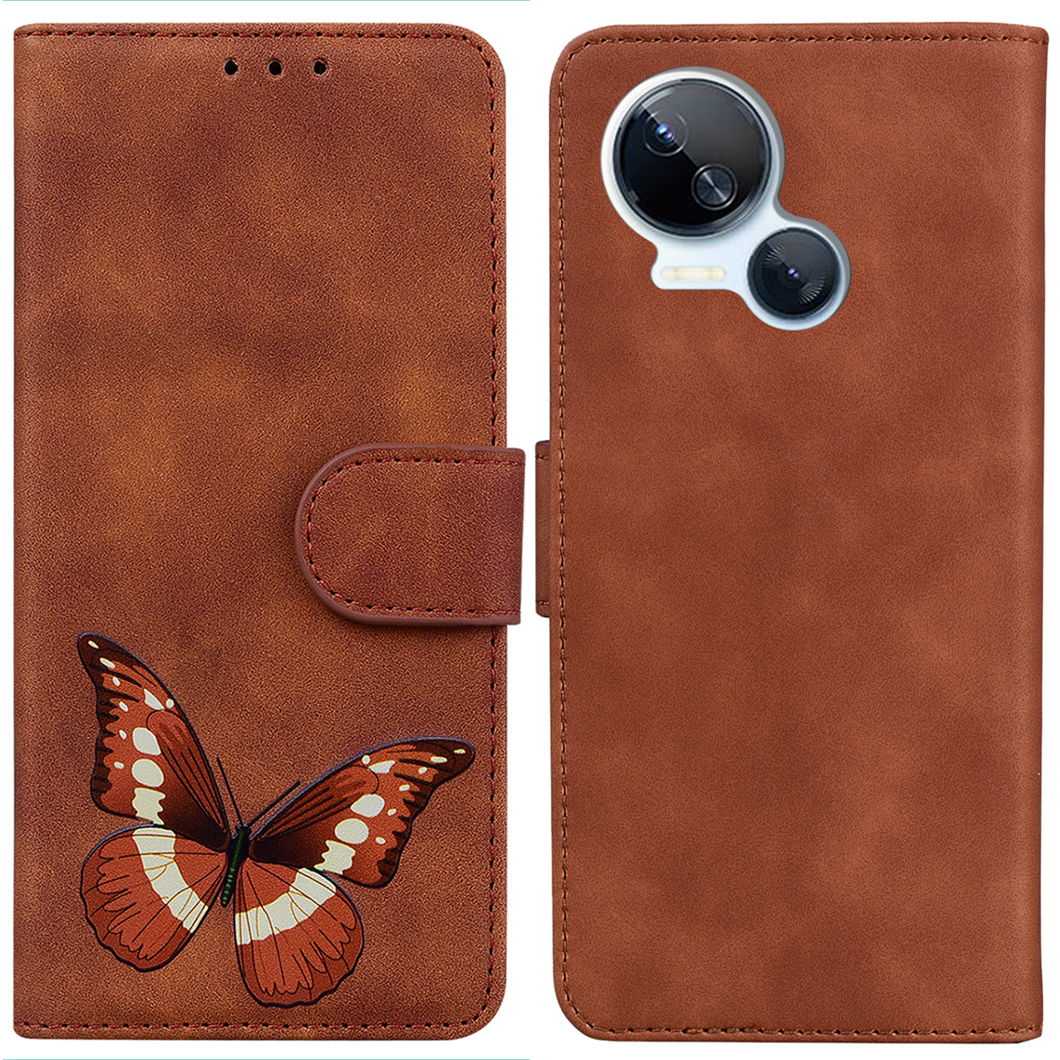 

Schmetterlingsdruckbrieftasche Hülle Für Tecno Spark 10 5g, PU Leder Stand Skin-touch-telefonabdeckung - Braun, Tecno Spark 10 5G