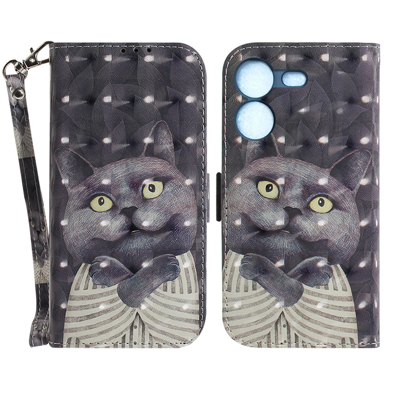 

Für Tecno Pova 5 4G Muster Design Folio Cover PU Leder -stand Brieftaschenhülle Mit Riemen - Katze Umarmen, Tecno Pova 5 4G